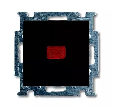 1413-0-1097 (2026 UCN/KL-95), Механизм 1-клавишной, 1-полюсной кнопки (нормально-открытый контакт), с N-клеммой, с клавишей, с полем для надписи, с символом ЗВОНОК, серия Basic 55, цвет chateau-black, ABB