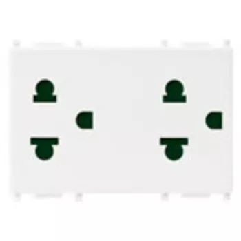 14249 Две розетки sicury 2p+t 16a usa+eu белая Vimar Plana