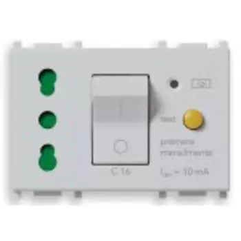 14283.SL Розетка bpresa p17/11 взаимоблокируемая+диф.автомат c16, серебро Vimar Plana