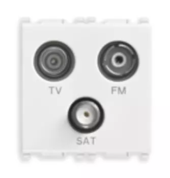 14303 Розетка tv-fm-sat концевая с 3 выходами английский стандарт, белая Vimar Plana