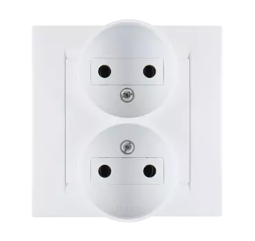 1590457-030 Розетка двойная без заземления, 16А 250В, винтовой зажим, белый Simon 15