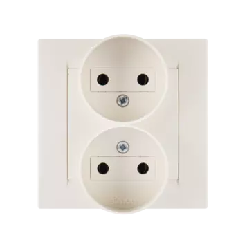 1590457-031 Розетка двойная без заземления, 16А 250В, винтовой зажим, слоновая кость Simon 15