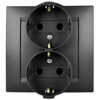 1590457-038 Розетка двойная без заземления, 16А 250В, винтовой зажим, графит Simon 15