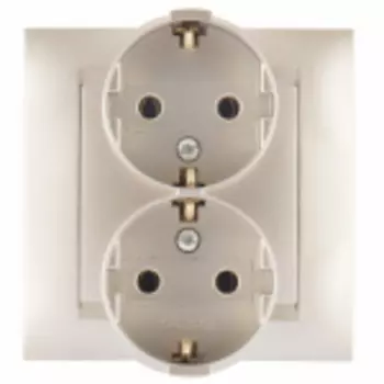 1590459-034 Розетка двойная с заземлением Schuko, 16А 250В, винтовой зажим, шампань Simon 15