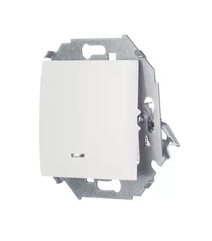 1591104-030 Выключатель одноклавишный с подсветкой, 16А 250В, винтовой зажим, белый Simon 15