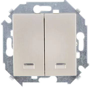 1591392-034 Выключатель двухклавишный с подсветкой, 16А 250В, винтовой зажим, шампань Simon 15