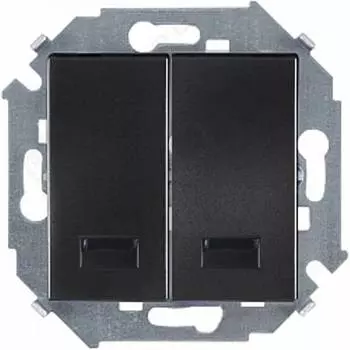 1591392-038 Выключатель двухклавишный с подсветкой, 16А 250В, винтовой зажим, графит Simon 15