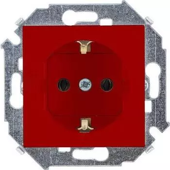 1591432-037 Розетка с заземлением Schuko, 16А 250В, винтовой зажим, красный Simon 15