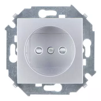 1591444-033 Розетка без заземления со шторками, 16А 250В, винтовой зажим, алюминий Simon 15