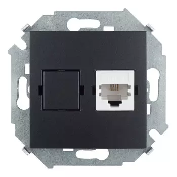 1591480-038 Розетка телефонная RJ11, винтовой зажим, графит Simon 15