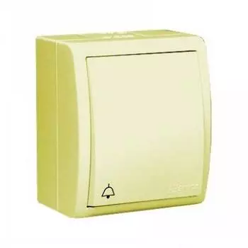 1594150-031 Выключатель одноклавишный кнопочный с символом «звонок», IP54, 10А 250В, винтовой зажим, S15 Aqua, с Simon 15 Aqua