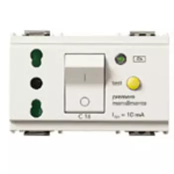 16283.B Розетка bpresa p17/11 взаимоблокируемая+диф.автомат белая Vimar Idea