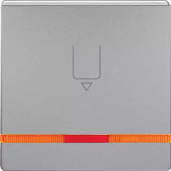 16406084 Hакладка карточного выключателя для гостиниц с оттиском и оранжевой линзой, Q.1/Q.3, цвет: алюминиевый, с эффектом бархата Berker