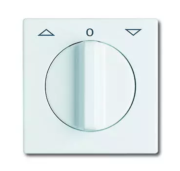 1710-0-1811 (2142 DR-34), Плата центральная (накладка) с поворотной ручкой, с маркировкой для механизма выключателя жалюзи 2712/2713 U и 2722/2723 U, IP44, серия Allwetter 44, цвет альпийский белый, ABB