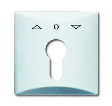 1710-0-1829 (2155 PZ-34), Плата центральная (накладка) с поворотной ручкой, с маркировкой для механизма выключателя жалюзи с зам. 2712/2713 U и 2722/2723 U, IP44, серия Allwetter 44, цвет альпийский белый, ABB