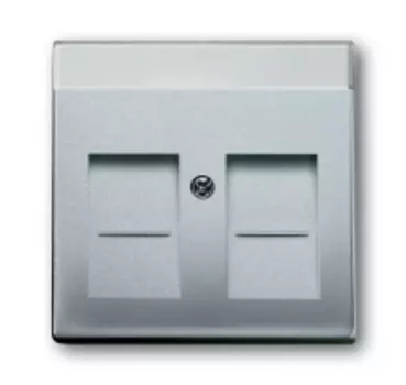 1710-0-3676 (1800-83), Плата центральная (накладка) для коммуникационных розеток с суппортами 1810, 1812, 1814, 1816 и 1818, с полем для надписи, 1816, 1818, цвет серебристо-алюминиевый, ABB