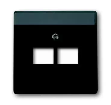 1710-0-3911 (1803-02-885), Плата центральная (накладка) для 2-постовой телекоммуникационной розетки 0214, 0215, 0217, 0218, с полем для надписи, серия, цвет чёрный бархат, ABB