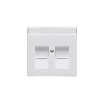 1710-0-3990 (1800-84-500), Плата центральная (накладка) для коммуникационных розеток с суппортами 1810, 1812, 1814, 1816 и 1818, с полем для надписи, 1816, 1818, цвет davos/альпийский белый, ABB