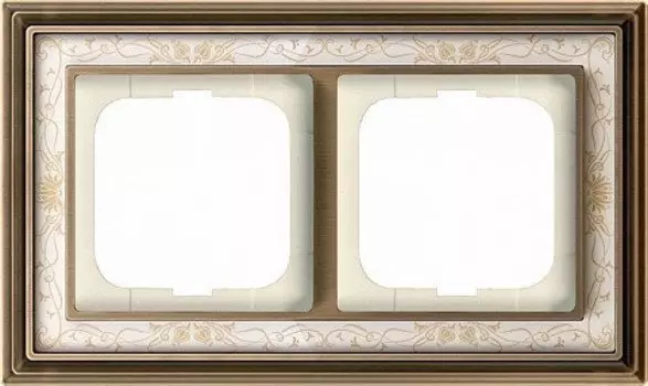 1722-846-500 Рамка Dynasty Латунь античная белая роспись 2-постовая ABB