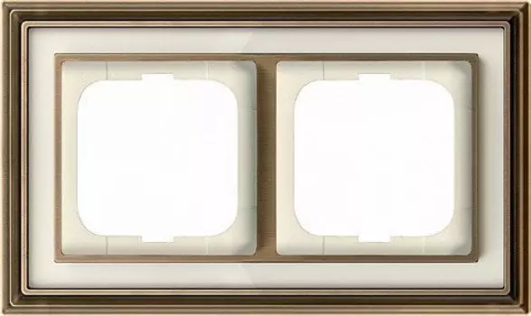 1722-848-500 Рамка Dynasty Латунь античная белое стекло 2-постовая ABB
