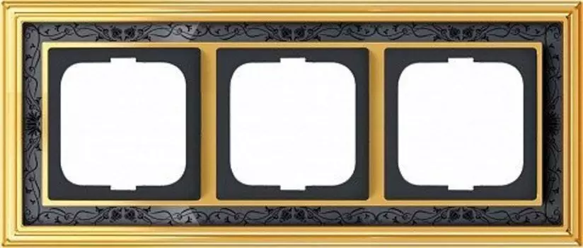 1723-833-500 Рамка Dynasty Латунь полированная черная роспись 3-постовая ABB