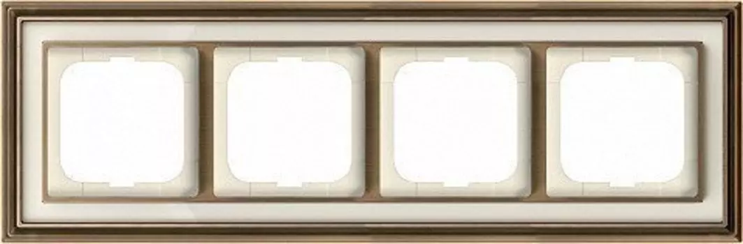 1724-848-500 Рамка Dynasty Латунь античная белое стекло 4-постовая ABB