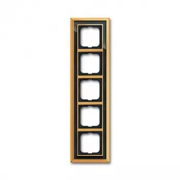 1725-835-500 Рамка Dynasty Латунь полированная черное стекло 5-постовая ABB