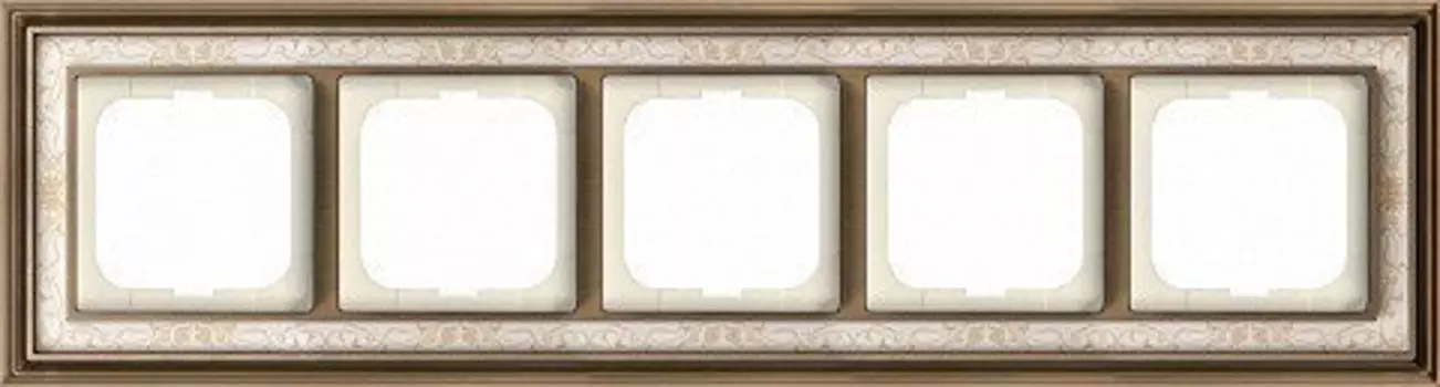 1725-846-500 Рамка Dynasty Латунь античная белая роспись 5-постовая ABB