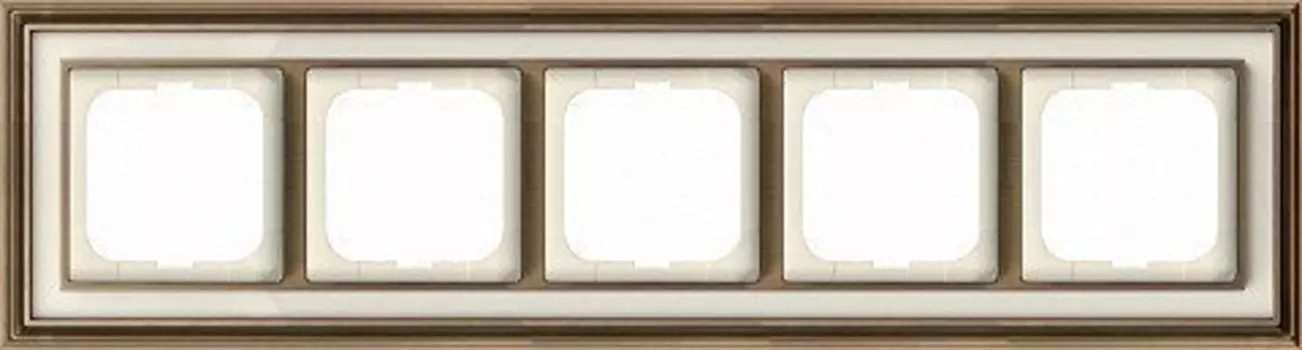 1725-848-500 Рамка Dynasty Латунь античная белое стекло 5-постовая ABB