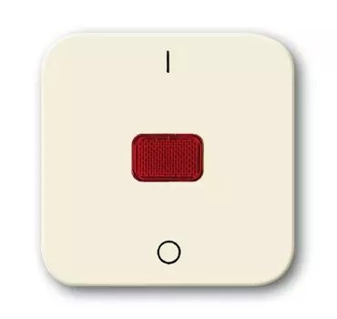 1731-0-0348 (2508-212-500), Клавиша для механизма 1-клавишного выключателя/переключателя/кнопки с красной линзой и маркировкой "I/O", серия Busch-Duro 2000 SI, цвет слоновая кость, ABB