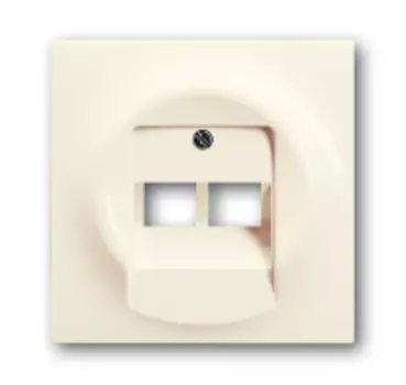 1753-0-0083 (1803-02-72), Плата центральная (накладка) для 2-постовой телекоммуникационной розетки 0214, 0215, 0217, 0218, с полем для надписи, серия impuls, цвет слоновая кость, ABB