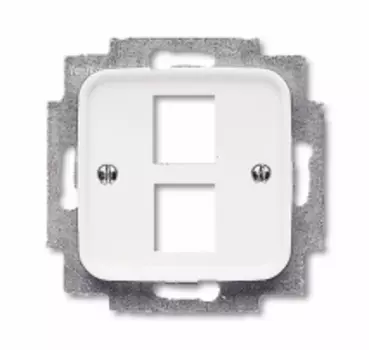 1753-0-3965 (2561-02-214), Плата центральная (накладка) для 2-х разъёмов Modular Jack (артикулы 0210, 0211 и 0219), серия Reflex SI, цвет альпийский белый, ABB