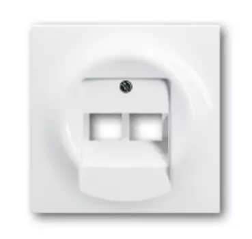 1753-0-9004 (1803-02-74), Плата центральная (накладка) для 2-постовой телекоммуникационной розетки 0214, 0215, 0217, 0218, с полем для надписи, серия impuls, цвет альпийский белый, ABB