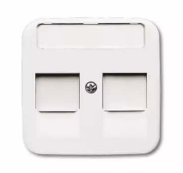 1753-0-9989 (1800-214-500), Плата центральная (накладка) для коммуникационных розеток с суппортами 1810, 1812, 1814, 1816 и 1818, с полем для надписи, серия Reflex SI, цвет альпийский белый, ABB