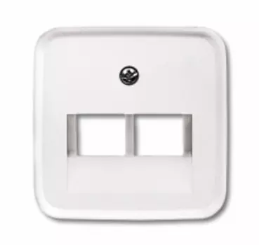 1753-0-9990 (1803-02-214-500), Плата центральная (накладка) для 2-постовой телекоммуникационной розетки 0214, 0215, 0217, 0218, с полем для надписи, серия Reflex SI, цвет альпийский белый, ABB