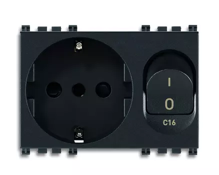 19276 Розетка p30 взаимоблокируемая c16, серая Vimar Arke