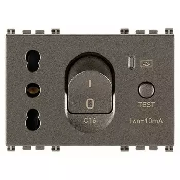 19283.M Розетка bpresa p17/11 взаимоблокируемая+диф.автомат c16, Metall Vimar Arke