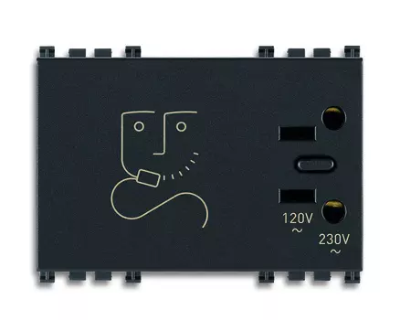 19290 Розетка для электробритв с разделительным тр-ром, серая Vimar Arke