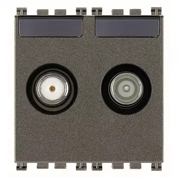 19302.10.M Розетка tv-rd-sat проходная с 2 выходами, metall Vimar Arke