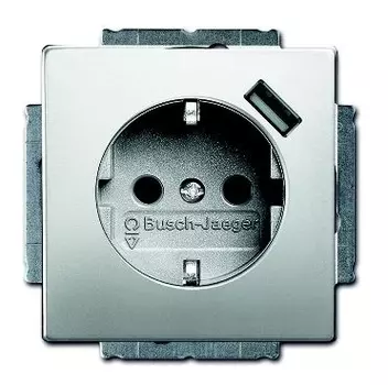 2011-0-6184 (20 EUCBUSB-866-500), Розетка Schuko с устройством зарядным USB, 20 EUCBUSB-866-500, Сталь, 16А, 700 мА, электронная защита от перегрузки и КЗ, безвинтовы клеммы, защитные шторки,, ABB