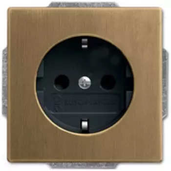 2011-0-6247 (23 EUCKS-845-507), Розетка SCHUKO 16А 250В с защитными шторками, винтовые клеммы, серия Династия, Латунь античная, черная роспись, ABB