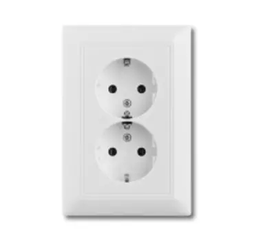 2014-0-1462 (20-02 EUJ-94-507), Розетка SCHUKO 16А 250В, двойная, серия Basic 55, альпийский белый, ABB