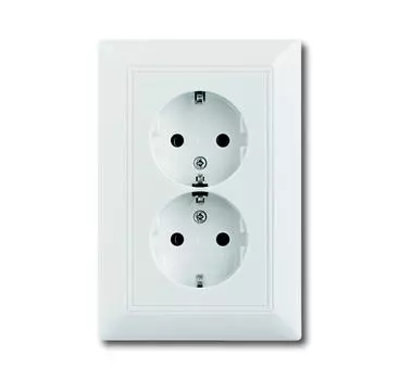 2014-0-1463 (20-02 EUJ-92-507), Розетка SCHUKO 16А 250В, двойная, серия Basic 55, слоновая кость, ABB