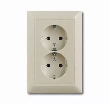 2014-0-1476 (20-02 EUJ-93-5), Розетка SCHUKO 16А 250В, двойная, серия Basic 55, цвет шампань, ABB