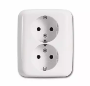 2014-0-1480 (20-02 EUJ-214-500), Розетка SCHUKO 16А 250В, двойная, серия Reflex SI, цвет альпийский белый, ABB