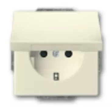 2018-0-1465 (20 EUK-82), Розетка SCHUKO 16А 250В с крышкой, цвет savanne/слоновая кость, ABB