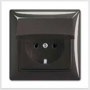 2018-0-1502 (20 EUCKD-95-50), Розетка SCHUKO 16А 250В, IP44, в сборе, серия Basic 55, цвет chateau-black, ABB
