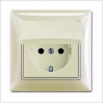 2018-0-1504 (20 EUCKD-92-50), Розетка SCHUKO 16А 250В, IP44, в сборе, серия Basic 55, цвет слоновая кость, ABB