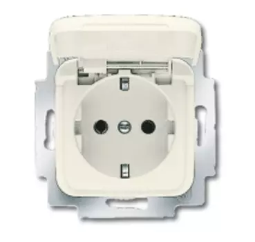 2018-0-1510 (20 EUK-212-500), Розетка SCHUKO 16А 250В с крышкой, серия Busch-Duro 2000 SI, цвет слоновая кость, ABB