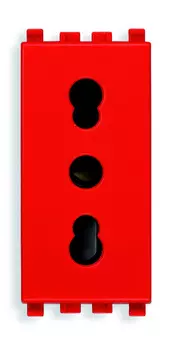 20203.R Розетка bpresa sicury 2p+t 16a стандарт италия тип p17/11, красная Vimar Eikon